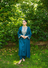 Lily – Teal Embroidered 3 Piece Suit