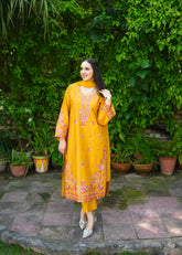 Jasmine – Mustard Embroidered 3 Piece Suit