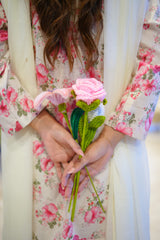Elara Cream & Pink Floral 3-Piece Stitched Suit for Women