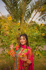 Rania Multicolor 3-Piece Stitched Suit with Flared Shalwar