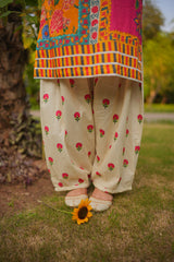 Rania Multicolor 3-Piece Stitched Suit with Flared Shalwar