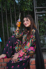 Meher Black Multicolor Printed 3-Piece Stitched Suit