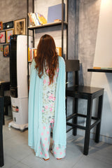 Ayla Light Blue Floral 3-Piece Stitched Suit for Women