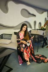 Midnight – Black Floral 3-Piece Stitched Suit with Dupatta