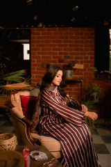 Ruby Noir – Silk 3-Piece Stitched Suit with Floral Dupatta
