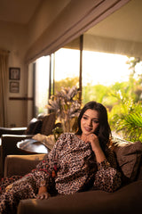 Wild Muse – Leopard Print Stitched Suit with Floral Dupatta