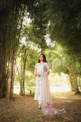 Azure – Aqua & Cream Striped Floral Stitched Suit