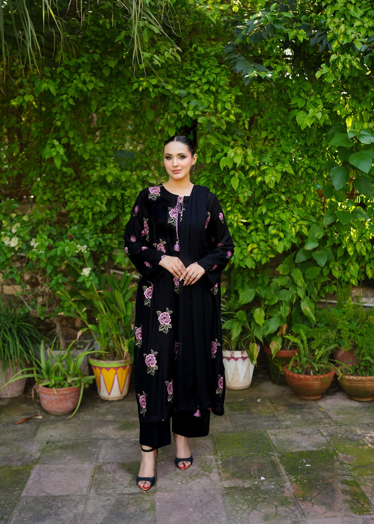 Marigold – Black Embroidered 3 Piece Suit