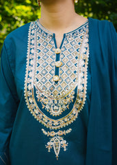 Lily – Teal Embroidered 3 Piece Suit
