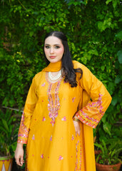 Jasmine – Mustard Embroidered 3 Piece Suit