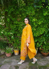 Jasmine – Mustard Embroidered 3 Piece Suit