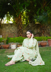 Hibiscus – Pista Green Embroidered 3 Piece Suit