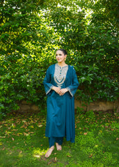 Lily – Teal Embroidered 3 Piece Suit