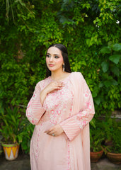 Lotus – Peach Embroidered 3 Piece Suit