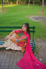 Rania Multicolor 3-Piece Stitched Suit with Flared Shalwar