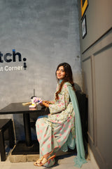 Ayla Light Blue Floral 3-Piece Stitched Suit for Women
