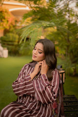 Ruby Noir – Silk 3-Piece Stitched Suit with Floral Dupatta